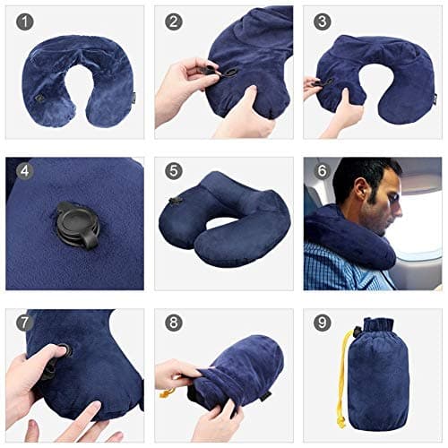 KXCFCYS Travel Pillow Luxuriously Soft Inflatable Neck Pillow Support-Compact & Lightweight for Sleeping on Airplane, Car, and Train Carrying Bag-Soft & Ergonomic One Size Design — view 5