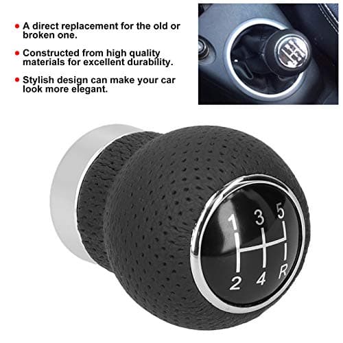 AKLOSIPY 5-Speed Universal Gear Knob Genuine Leather & Aluminum Alloy with Adapter and Hex Wrench for Easy Installation — view 2