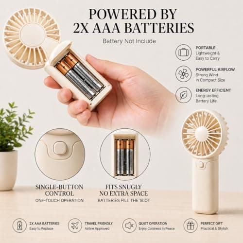 Ricomso Mini Handheld Fan, Battery Powered Portable Personal Fan — view 5