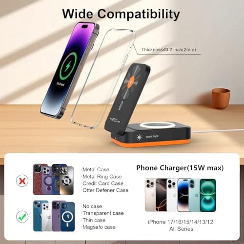 Wireless Charger,Phone Charging Station with Speaker,15W Fast Foldable Charger Stand For iPhone 17/16/15/14/13/12 Pro Max,Portable Bluetooth Phone Speaker,Gadgets For Men Women — view 3