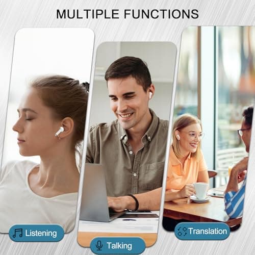 3-in-1 Buletooth 5.4 Translator Earbuds with 7 Translation Modes, 49H Playtime, AI Language Translation Earbuds Real Time, 164 Languages Headphones Translator In Ear for Travel Business Learning White — view 5