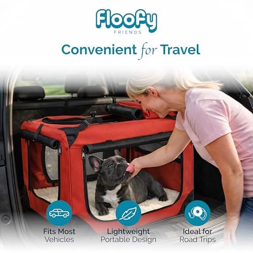 MOOL Lightweight Fabric Pet Carrier Crate for Dogs, Cats or Small Animals, Red — view 3