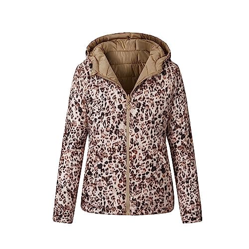 Vibes Ladies Jackets Women Reversible Winter Down jacket Lightweight Packable Jackets for Women Zipper Hooded Coat with Pockets Windproof Waterproof (UK, Alpha, S, Regular, Regular, Beige) — view 3