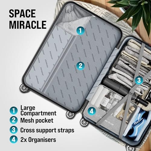 Monzana® 4 Pc Hard Shell Suitcase Set, Small Cabin Suitcase M, L, XL Black — view 4