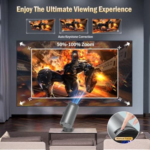 Mini Projector 4K Support, 1080P Smart Projectors with WiFi 6 and Bluetooth 5.4, Small TV Projectors with 270° Rotatable Stand & Keystone, Portable Projector for Bedroom/Home Cinema/Office/Outdoor — view 4