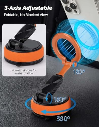 JOYTUTUS Magnetic Car Phone Mount, 2-in-1 Detachable Ring Stand Orange — view 4