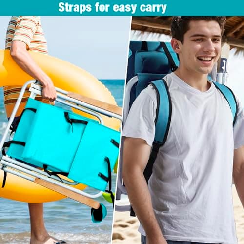 Bonnlo Folding Beach Chairs Set of 2, Portable Low Beach Chairs for Adults — view 4