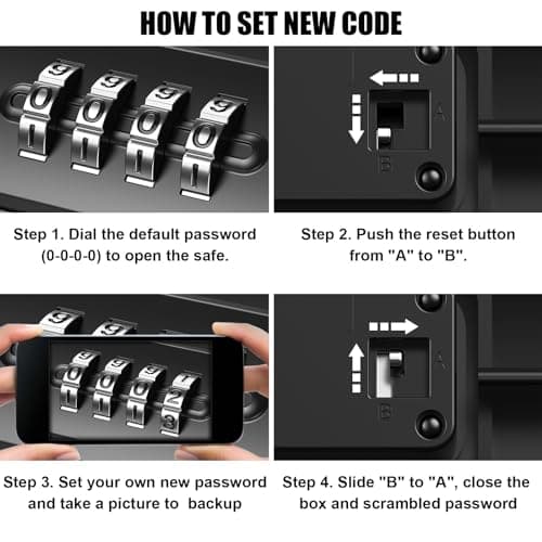 Diyife Portable Safe Box, [Waterproof] Travel Safe Combination Case, Anti-Theft Security Box with 4-digital Code, Lock Box with Removable Wire Rope for Hotels, Travel, Sports, Venues, Office, Vacation — view 6