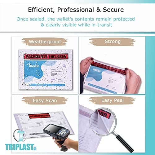 Triplast 200 x A5 Printed Document Enclosed Wallet (225 x 165 mm) | Peel & Seal Clear Plastic Envelopes/Sleeves/Pockets/Wallets | Attach Invoices, Packing Lists & Delivery Notes to Parcels — view 3
