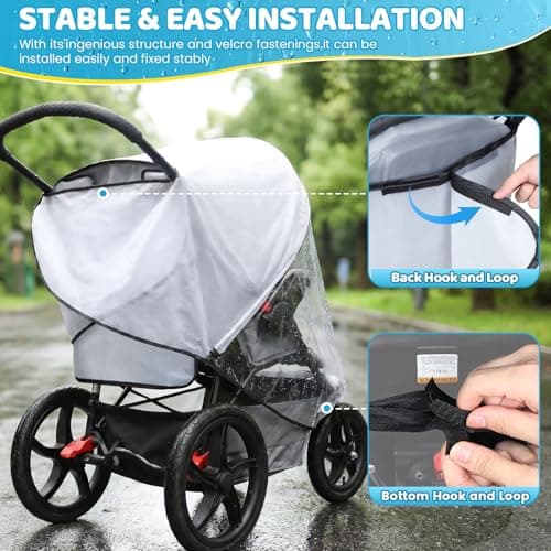 Orzbow Universal 3 Wheel Rain Covers with Easy Access Large Opening, Clear — view 4