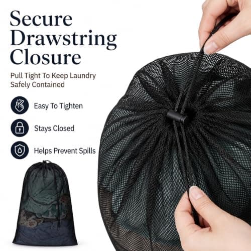 2-Pack 70 × 90 cm Large Mesh Laundry Bags for Washing Machine, Black — view 4