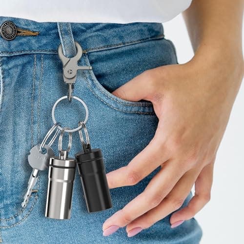 Adorila 4 Pack Aluminium Ear Plug Case with Keychain, Waterproof, Portable, Black & Silver — view 6