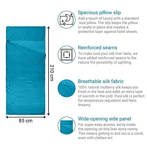 Nod-Pod 100% Pure Silk Sleeping Bag Liner (Purple) — view 3