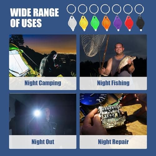 7Pc Mini Keyring Torch with Built in Batteries Portable Key Ring Torches LED Super Bright Mini Key Ring Torches Led Super Bright for Kids and Adults Key Chain Torch Light for Outdoor and Emergency — view 6