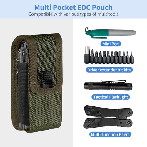 KENOBEE Multitool Sheath EDC Pouch, Utility Tactical Waist Pack, Army Green — view 2