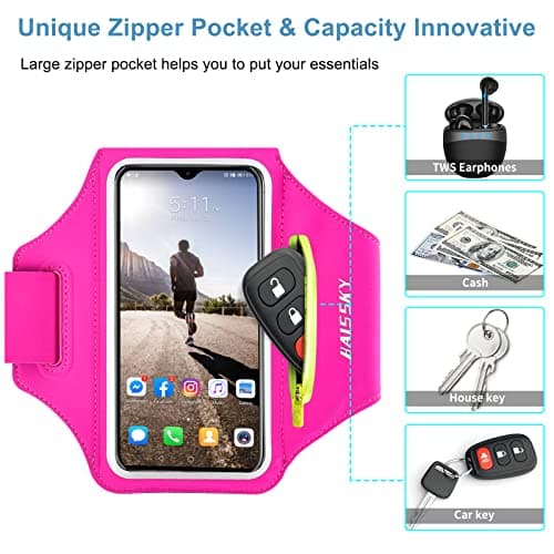 HAISSKY Running Armband for Phone – Zip Pocket, Sweatproof, Fits 6.9" — view 2