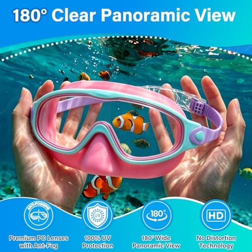MKEOIEAU 2PCS Kids Swimming Goggles with Nose Cover, Wide View Adjustable Anti-Fog UV Protection Swim Goggle for 3-15 Boys Girls Youth — view 3