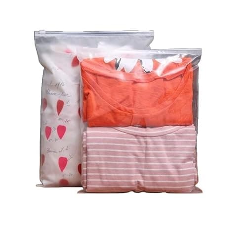 Ziplock Bags Clear for Travel | Pack of 50 Large Waterproof Pouches – Resealable Space Saver Bags for Clothes, Luggage & Towels (18X20 cm, Clear)