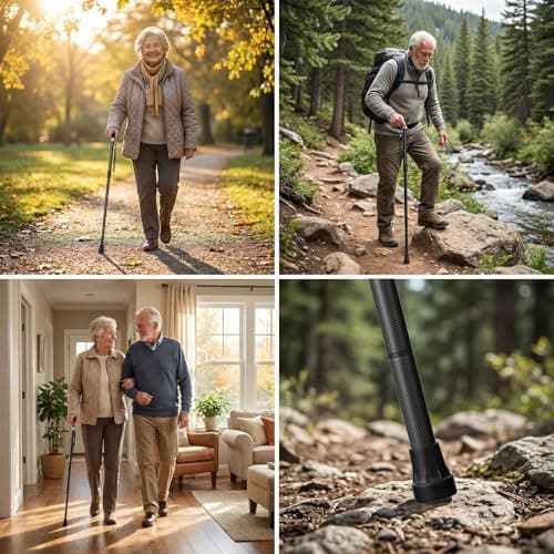 Intercare Walking Stick, Foldable Walking Sticks for Women & Men, Adjustable Height Collapsible Walking Cane for Travel and Daily Use, Premium Stability Design, Carbon Fiber — view 6