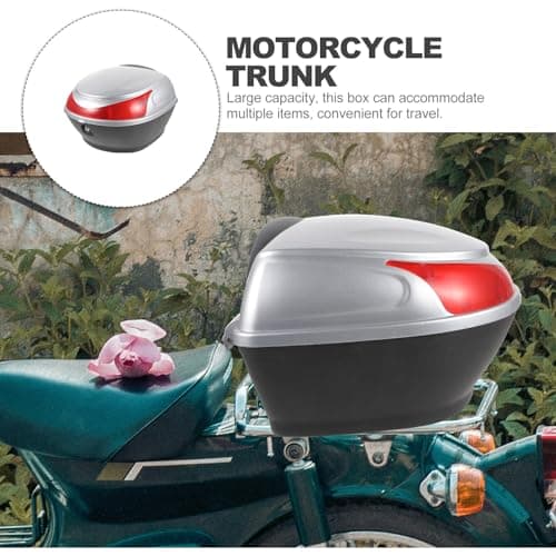 DONFAMDS Motorcycle Rear Box Lockable Silver Travel Trunk Luggage Case Suitable for Motorbike and Mobility Scooter Easy Maintenance Surface — view 3