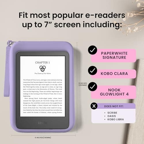 Strapsicle Silicone Clutch for Kindle & E-Readers - Multi-Purpose Bag for Phone, Wallet & Keys - Fits 6'' Kindles, Kobos, Nook, 6.8" Paperwhite, iPad Mini 6 - Anti-Dust Coating - Lilac — view 4