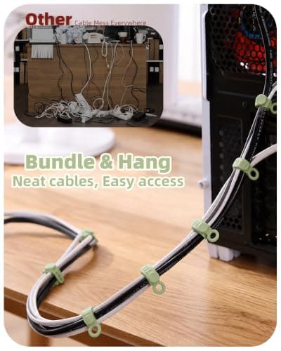 24PCS Reusable Silicone Cable Ties, Adjustable Cable Straps with Secure Buckle, Cord Organisers for Phone Chargers, Earphones, USB and Computer Cables, Home, Office and Travel — view 5