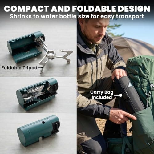 Outsunny 2670W Foldable Camping Stove Piezo Ignition Safety Shut-Off Green — view 5