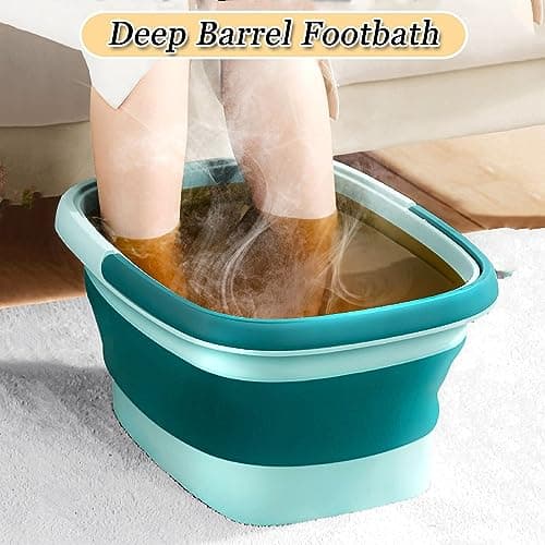 Foot Bath Basin with Massage Acupoint,Collapsible Plastic Pedicure Bowl with Handles,Foot Spa Bath 15L/4 Gallons Foot Soak Bowl and Mop Cleaning Bucket(Green) — view 5