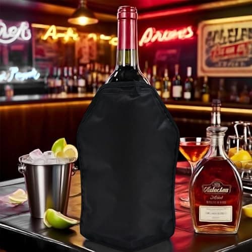 2Pack Wine Cooler Sleeves - Professional Insulated Beer & Champagne Freezer Sleeves, Black Thermal Bottle Cooling Bag Long Lasting Cold Retention Portable Design for Bevers Travel Parties,15.5 x 23 cm — view 4