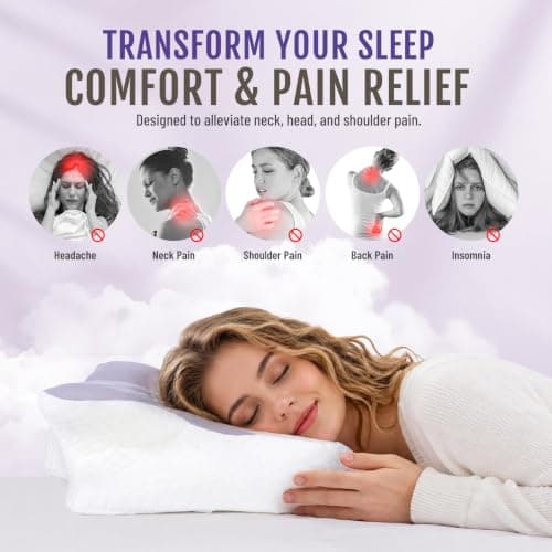 Nuvellina Memory Foam Pillow, Orthopaedic Neck Support Pillow, Cooling Pillow, Ergonomic for Side Sleepers, Optimal Comfort for Neck and Shoulder Pain,Mist Gray — view 6