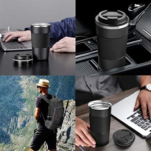YINJOYI Travel Mug Reusable Coffee Cups Thermal Insulated Vacuum Insulation Stainless Steel Bottle for Hot Cold Drinks (Green, 510ml) — view 6