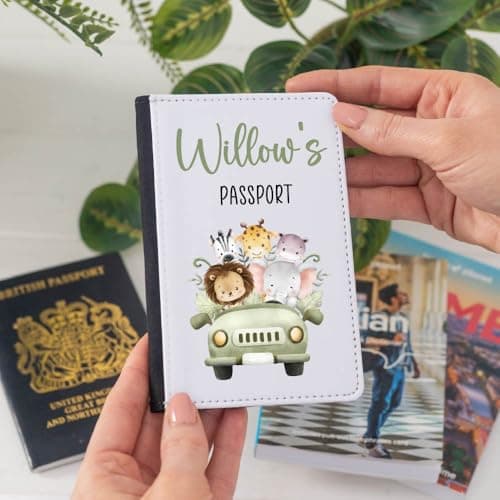 Personalised Kids Passport Holder, Custom Kids Name Passport Cover Gift — view 3