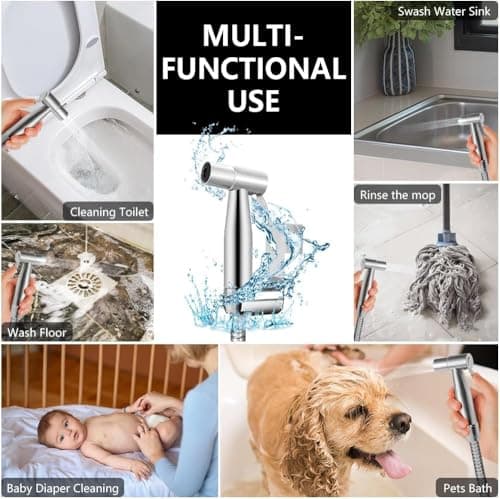 Hand Held Bidet Sprayer, Stainless Steel Portable Bidet Sprayer, Bidet Attachment for Toilet, for Bathroom Personal Hygiene Cloth Diaper Cleaning — view 6