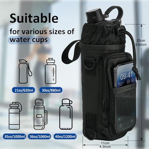 Magnetic Gym Bag Water Bottle Holder Strong Magnetic Gym Bag with Multi-Pocket Storage, Waterproof Water Bottle Bag with Strap for Gym & Outdoor, Gym Accessories for Men Women — view 2