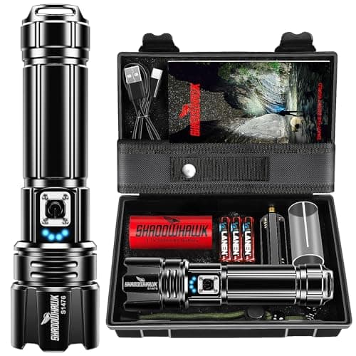 Shadowhawk Rechargeable Torch, 500000 Lumen Super Bright LED Flashlight