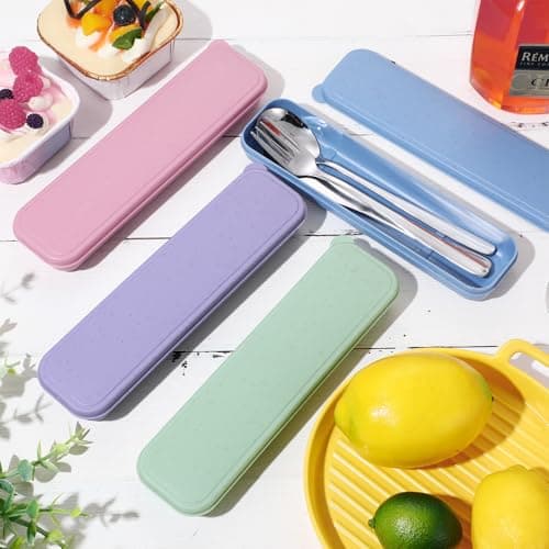 Yinkin 1 Pack Travel Silverware Set with Case,Lavender Purple — view 5