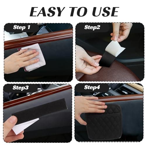 Sueving Car Side Pocket Organizer, 3pcs Black Car Seat Gap Filler Organizer, PU Leather Cars Door Pocket Pouch for Coins, Glasses, Phones, Cards, Keys (Black) — view 4
