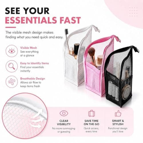 Stand Up Travel Toiletry Bag, Waterproof Standing Cosmetic Organiser Pouch with Makeup Brush Holder, Portable Travel Toiletry Bag for Bathroom, Holiday & Trip Essentials Storage — view 3