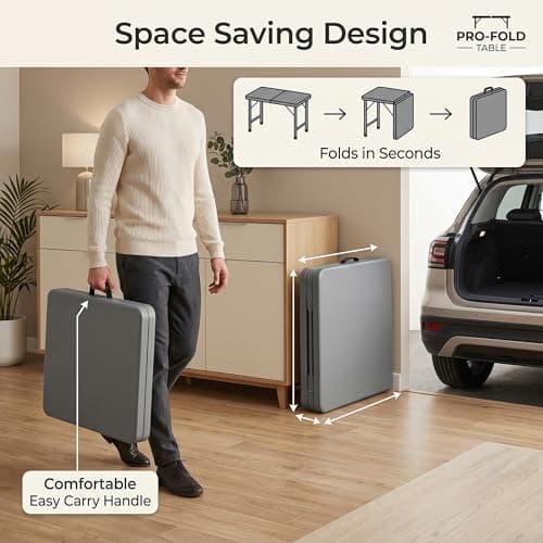 HomlyPro Heavy Duty 4FT Folding Table 120x60cm, Grey, Plastic Folding Desk Portable as Camping Table, Picnic, BBQ, Garden Outdoor and Indoor Utility Surface — view 3