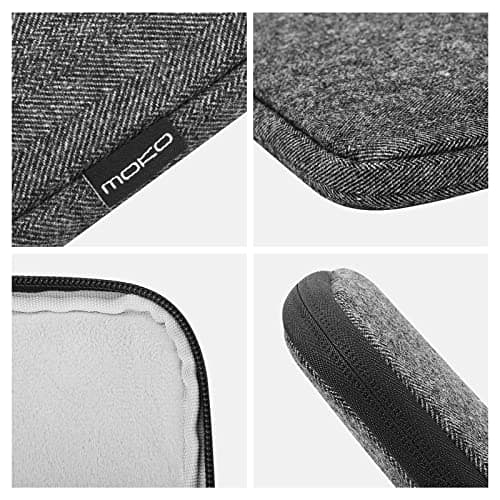 MoKo 9-11 Inch Tablet Case Made of Wool & Polyester, Protective Case Compatible with iPad Pro 11 2021/2020, iPad 9/8/7 10.2, iPad Air 4 10.9, Galaxy S8 11, Polyester Carry Bag, Black + Grey — view 6