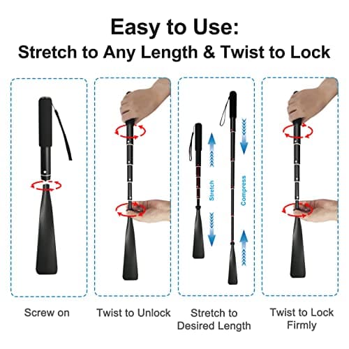 TriPro Shoe Horn Long Handled -38-95cm Telescopic Metal Shoe Horn Adjustable Length, Aluminum Alloy, Portable Long Handled Shoe Horn, Long Shoe Horns For Men Long Handled For Seniors Men Women Kids — view 5
