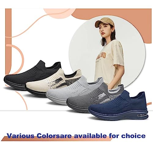 Women's Walking Shoes Lightweight Casual Jogging Shoes Ladies Tennis Shoes Workout Non-Slip Gym Sneakers Grey Size 5 — view 2