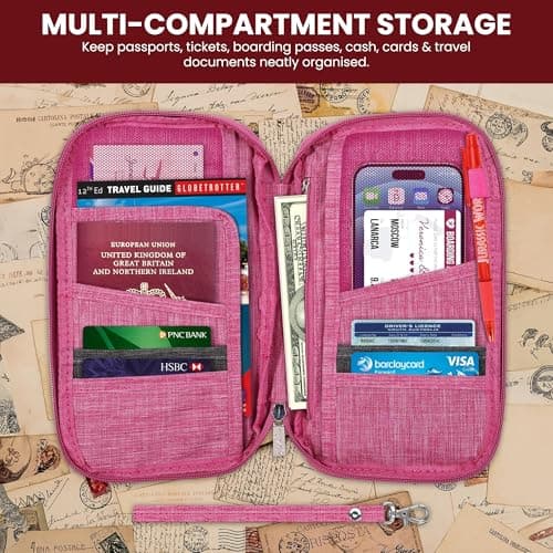 Vinsani Passport Holder Travel Wallet, RFID Blocking Document Organiser — view 4
