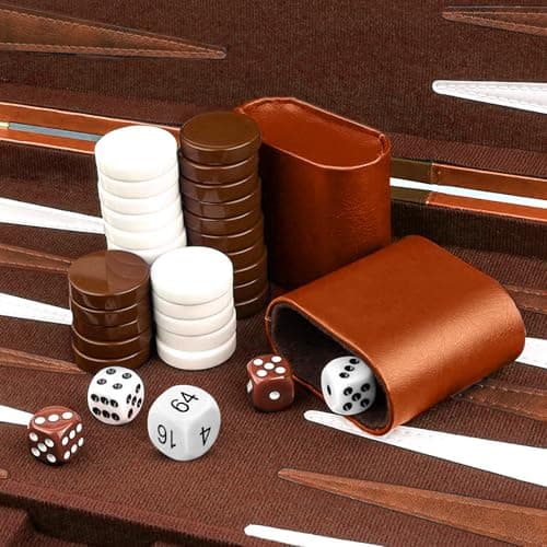 YZNlife Backgammon Set 2 players Classic Backgammon Board Game with Premium Leather Case,Portable and backgammon travel sets for Adults and Kids (11,Inch) — view 4