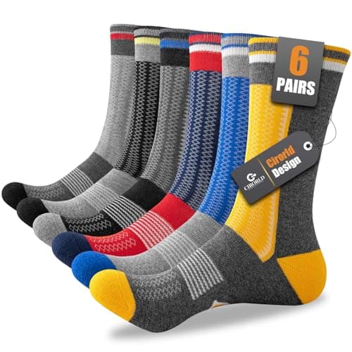 Cirorld Men's Cushioned Moisture Wicking Breathable Work Socks, 6 Pairs