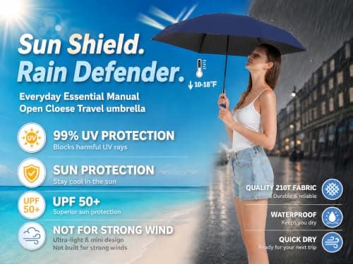 BAODINI Travel Mini Umbrella for Purse With Case Small Compact UV Sun Protection Sun Lightweight Tiny Pocket Umbrella for Women Kids and Men — view 2