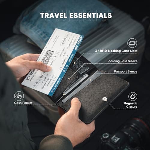 VULKIT Leather RFID Blocking Travel Wallet - Organiser with Passport Holder, Business & Credit Card Slots, Boarding Pass Pocket — view 5
