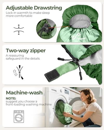 Sportneer Sleeping Bags for Adults - Kids Sleeping Bag 3-4 Season Lightweight Backpacking Sleeping Bag Cold Weather & Warm, Compact, Single Adult Girls Boys Camping Sleep Bag — view 5