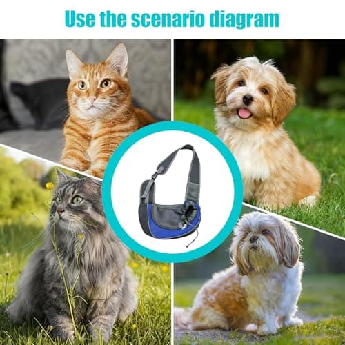 Pet Sling Carrier, Front Pocket Cat Dog Carrier Bag with Breathable Net — view 5