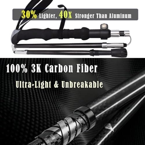 Ultralight Carbon Fibre Trekking Poles Set of 2, Lightweight Collapsible Hiking Poles with Quick Lock System – Only 200g per Pole for Backpacking & Camping — view 6